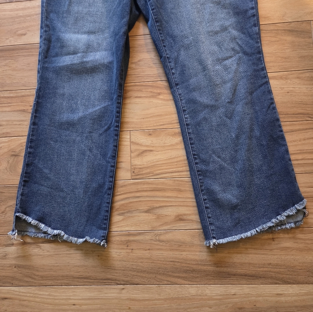 Democracy Ab Technology Cropped Jeans 16 Raw Hem Ankle Blue Relaxed Denim - Picture 2 of 7